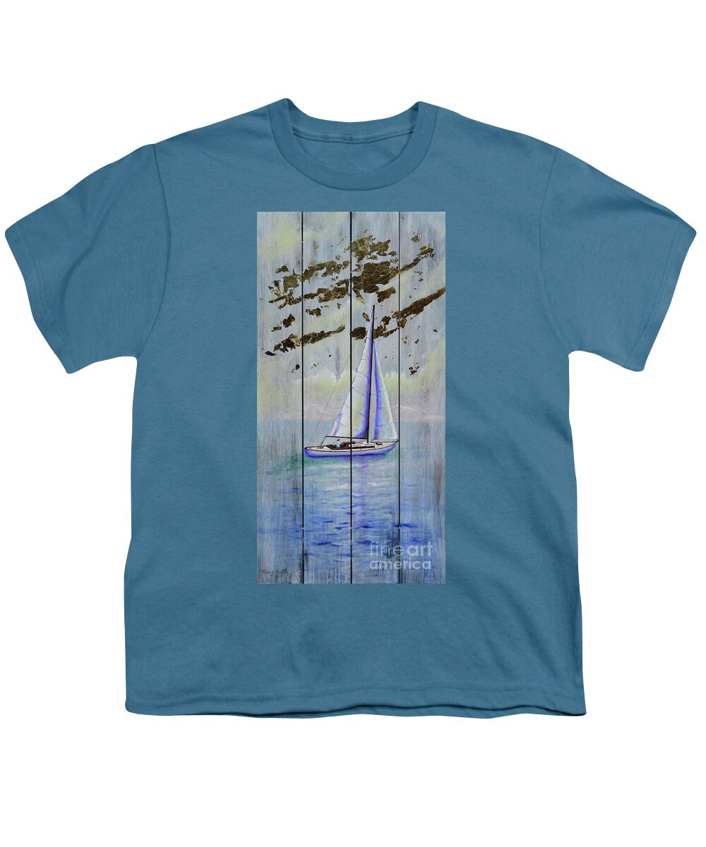 Boat Youth T-Shirt featuring the painting Time To Sail by Mary Scott