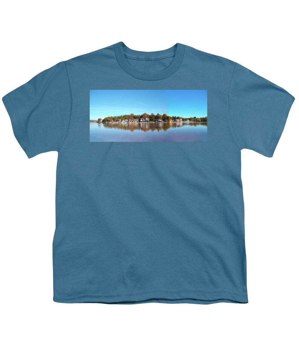 Wide Youth T-Shirt featuring the photograph Wide View of Boathouse Row by Bill Cannon