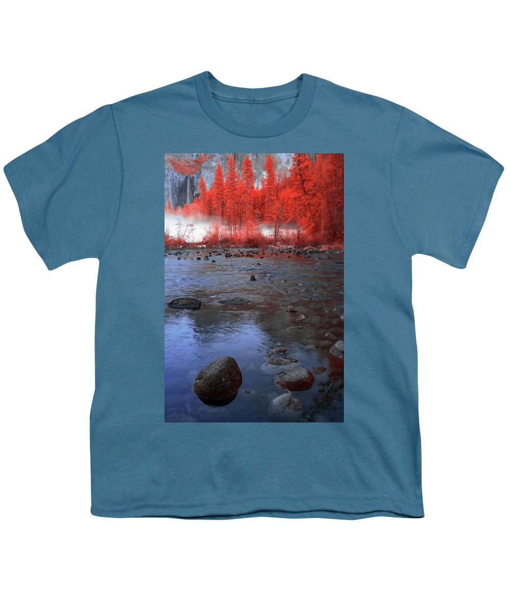 Yosemite Youth T-Shirt featuring the photograph Yosemite River in Red by Jon Glaser