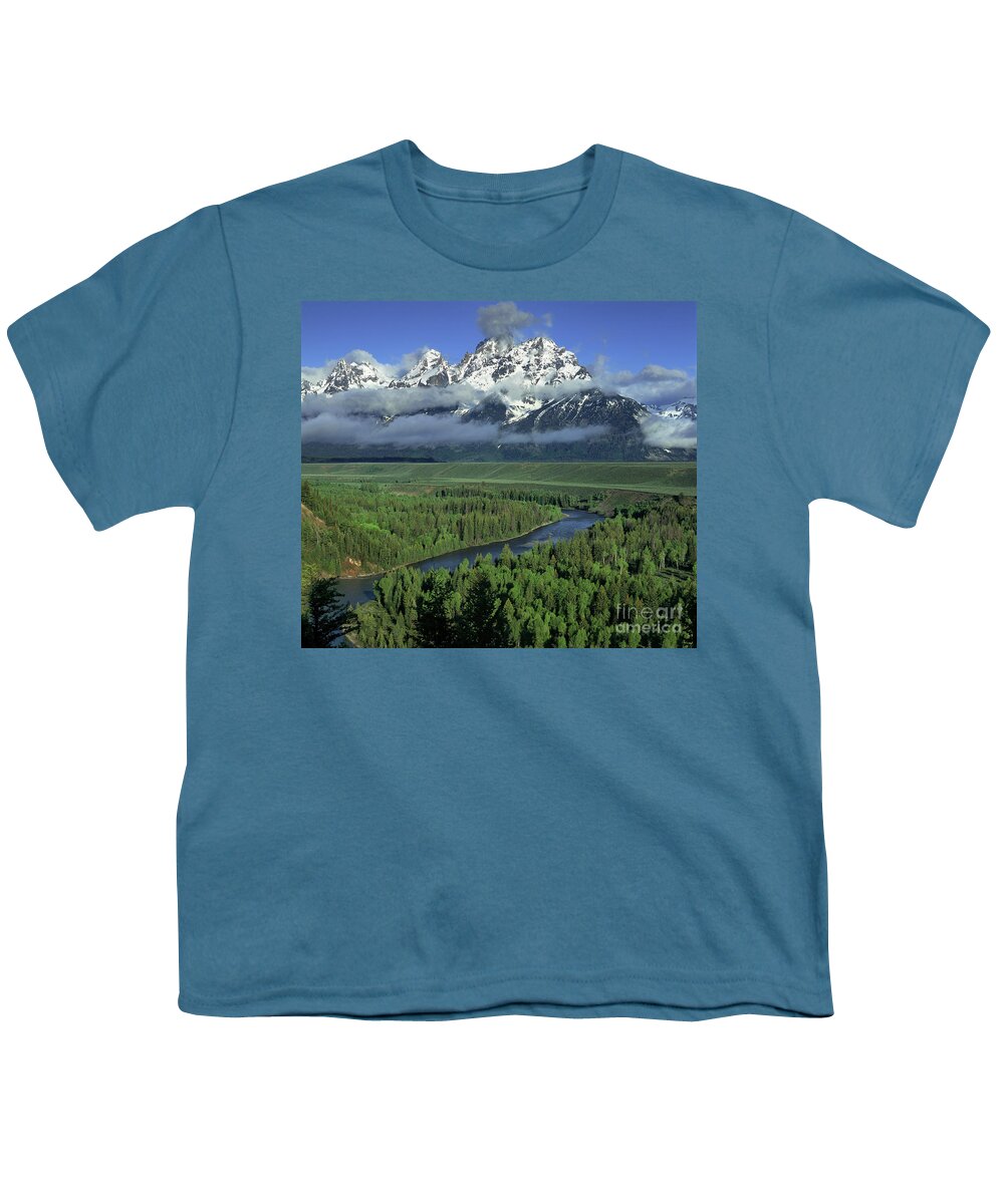 Dave Welling Youth T-Shirt featuring the photograph Clearing Storm Snake River Overlook Grand Tetons Np by Dave Welling