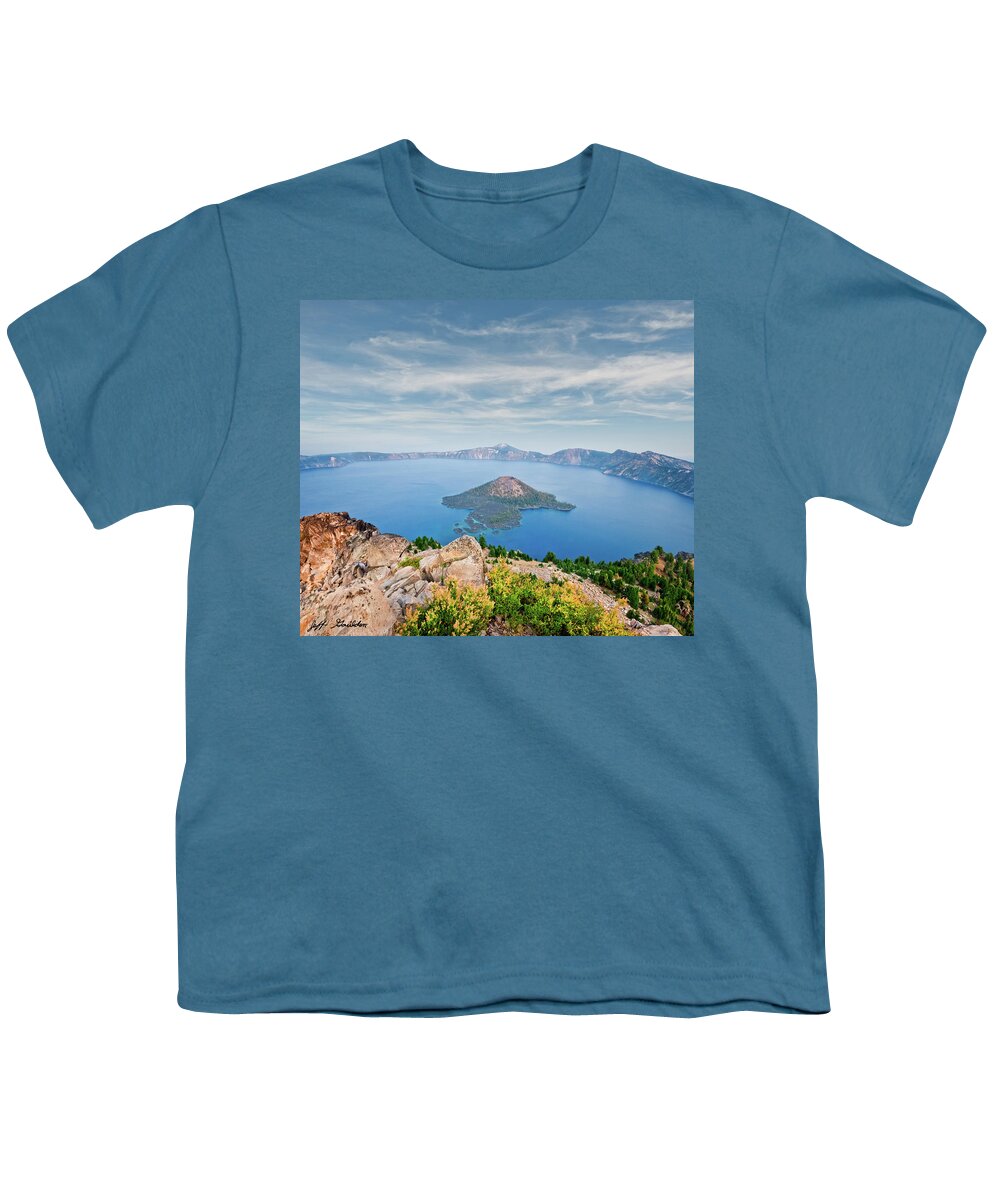 Aerial View Youth T-Shirt featuring the photograph Crater Lake in the Evening #1 by Jeff Goulden
