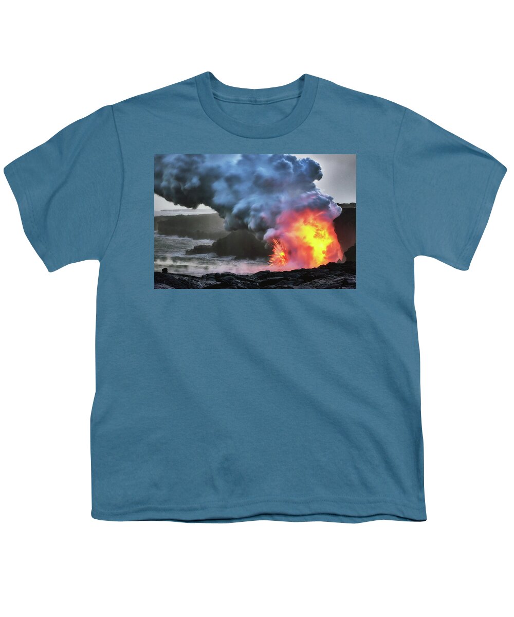 Lava Youth T-Shirt featuring the photograph Lava Explosion #1 by Christopher Johnson