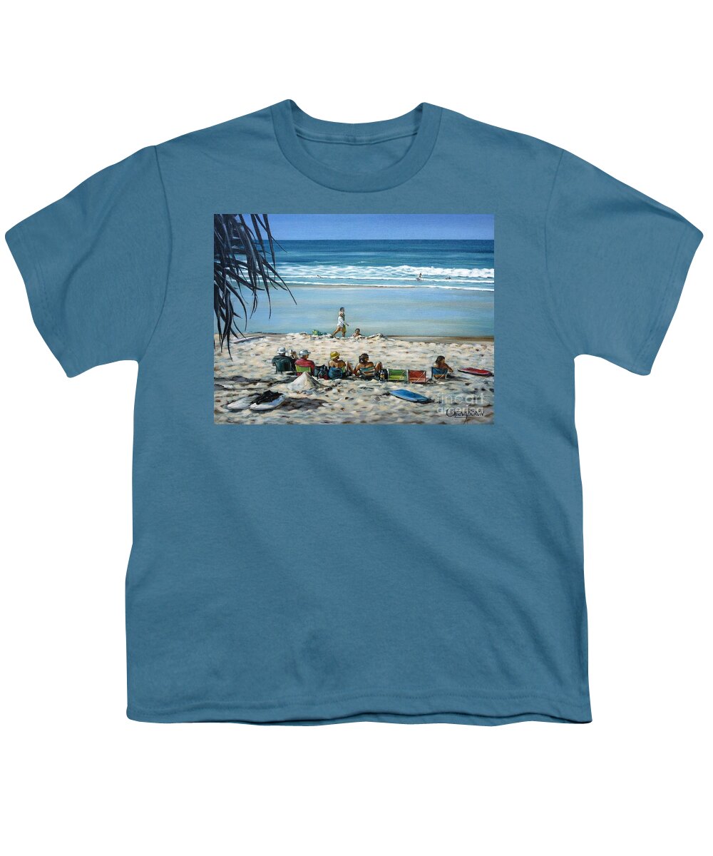 Beach Youth T-Shirt featuring the painting Burleigh Beach 220909 #2 by Selena Boron
