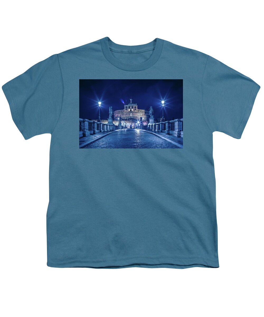 Archangel Youth T-Shirt featuring the photograph Rome and the Castel Sant'Angelo at night #2 by Benoit Bruchez