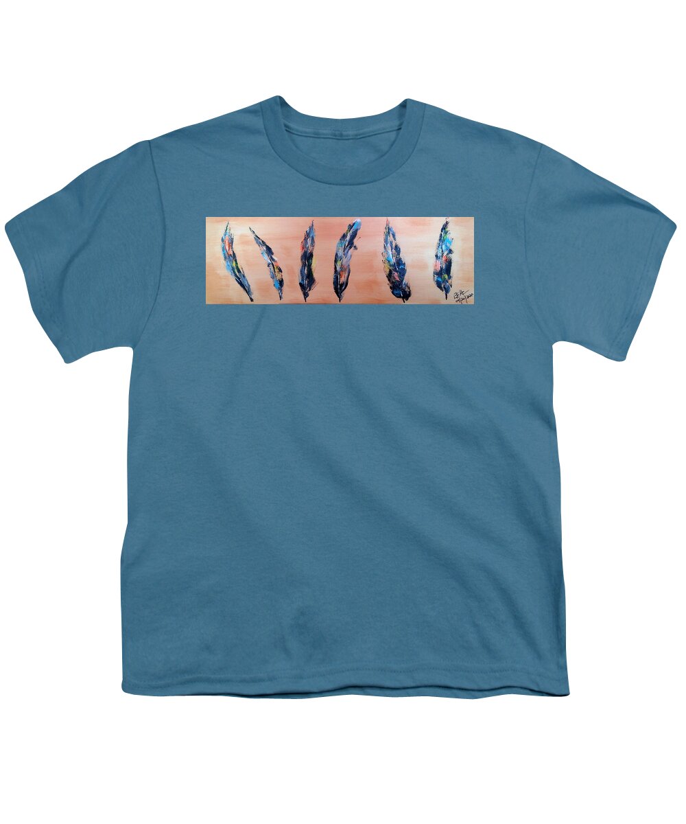 6 Feathers Youth T-Shirt featuring the painting 6 Feathers by Brent Knippel