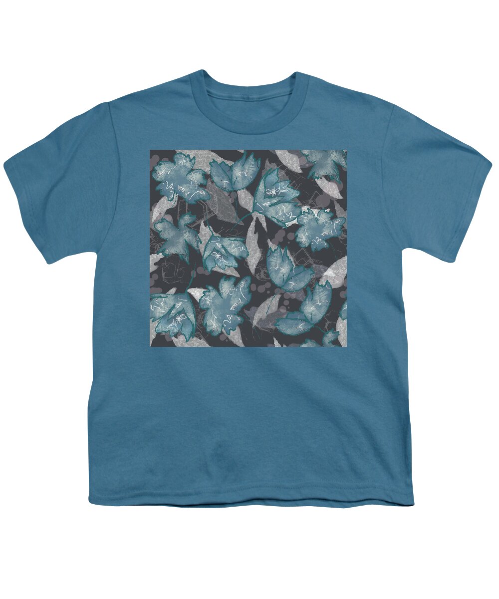 Gray Youth T-Shirt featuring the digital art Abstract Scribble Floral by Sand And Chi