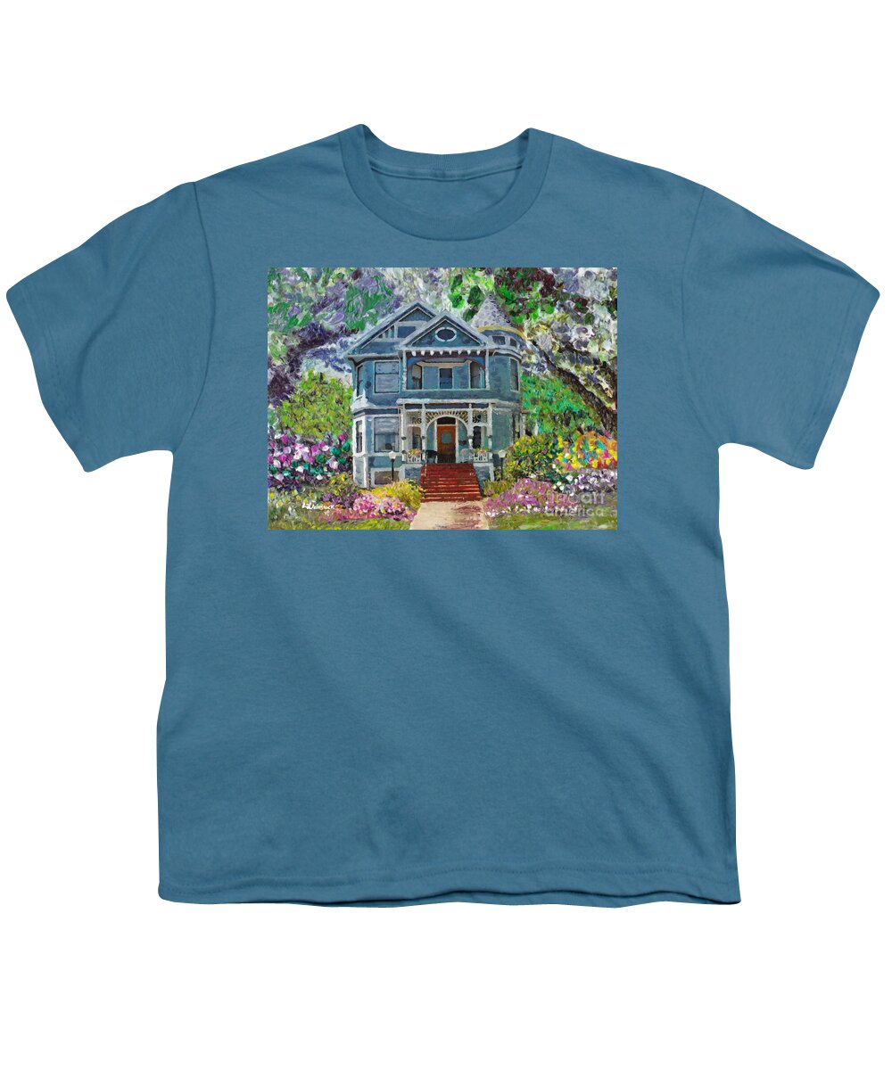 Framed Architectural Portraiture Youth T-Shirt featuring the painting Alameda 1890 Queen Anne by Linda Weinstock