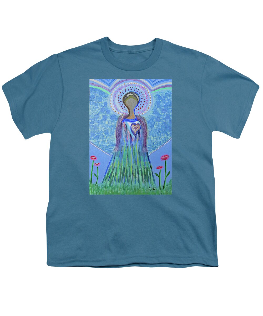 Angel Youth T-Shirt featuring the painting Angel Lady by Corinne Carroll