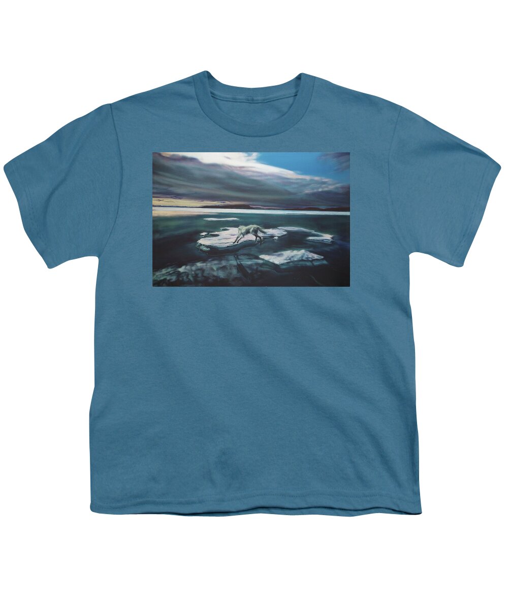 Realism Youth T-Shirt featuring the painting Arctic Wolf by Sean Connolly