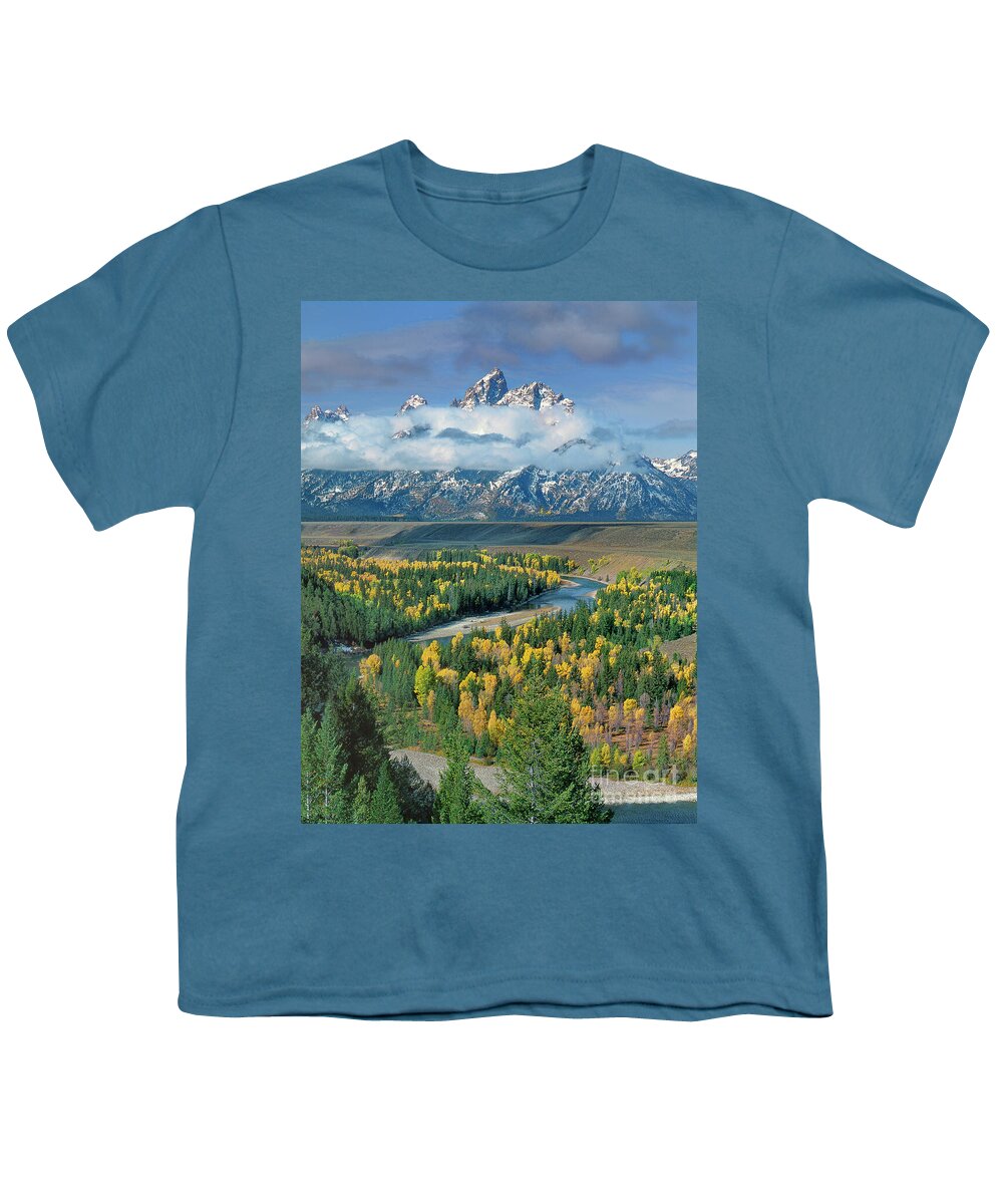 Dave Welling Youth T-Shirt featuring the photograph Autumn Colors Snake River Overlook Grand Tetons National Park Wyoming by Dave Welling