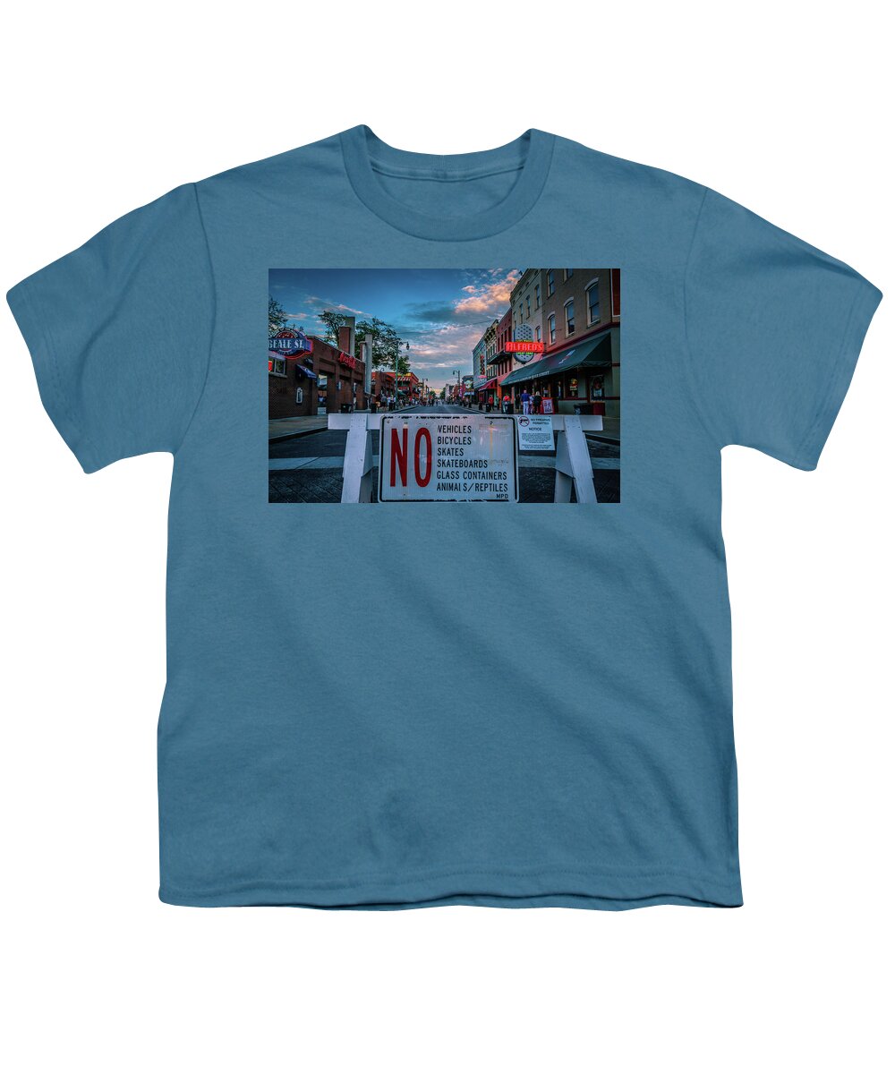 Beale Street Youth T-Shirt featuring the photograph Beale Street by Darrell DeRosia