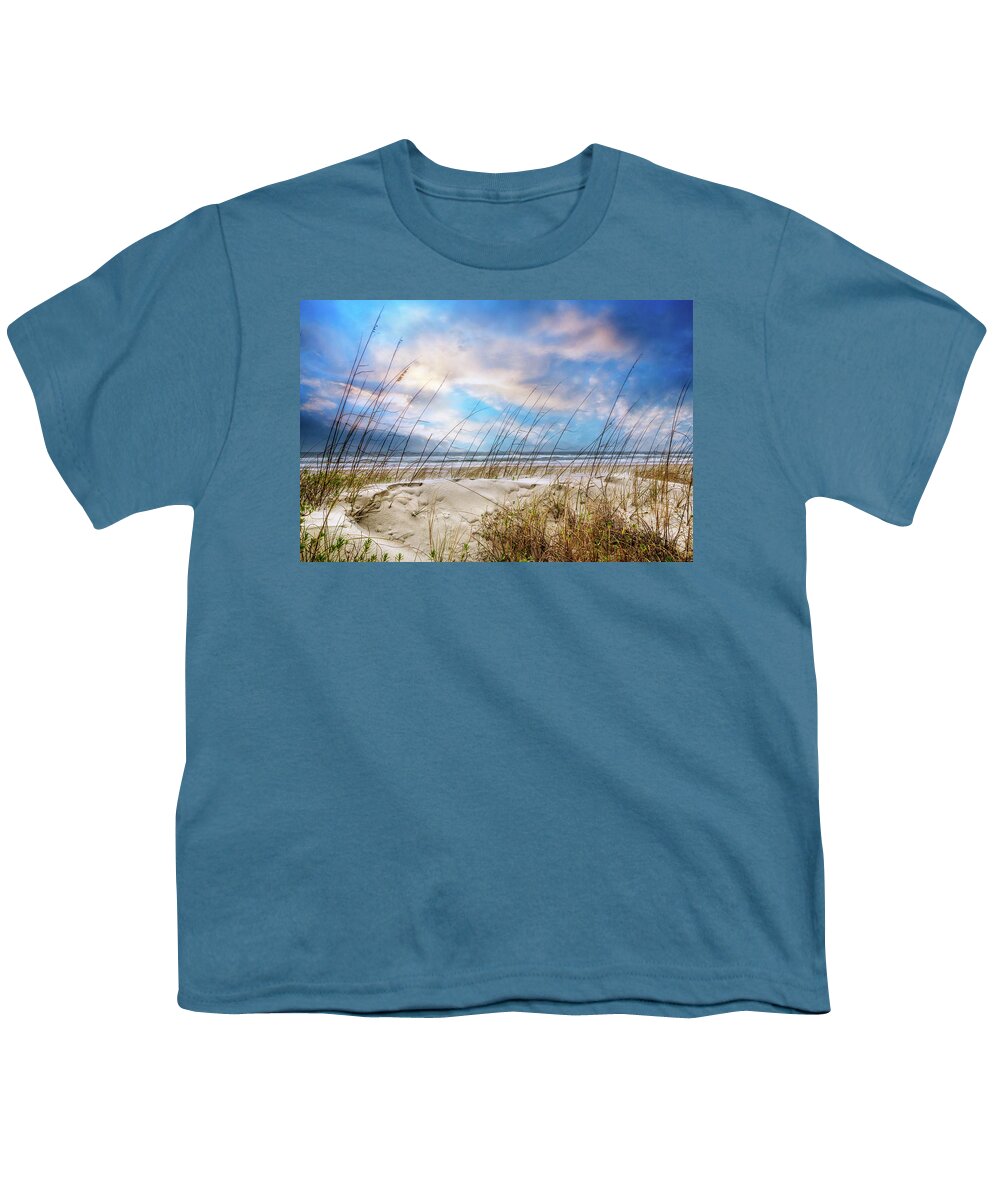 Clouds Youth T-Shirt featuring the photograph Blowing in the Sand Dunes by Debra and Dave Vanderlaan