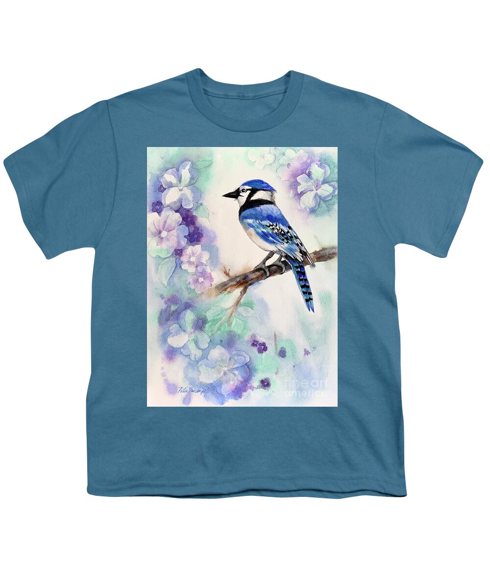 Blue Jay Bird Youth T-Shirt by Hilda Vandergriff - Pixels