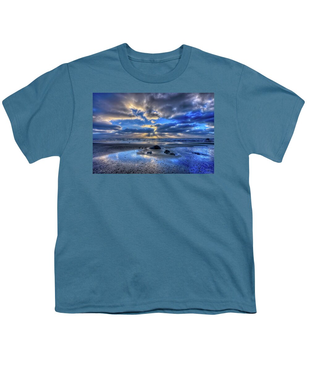 Morro Bay Youth T-Shirt featuring the photograph Blue Storm by Beth Sargent