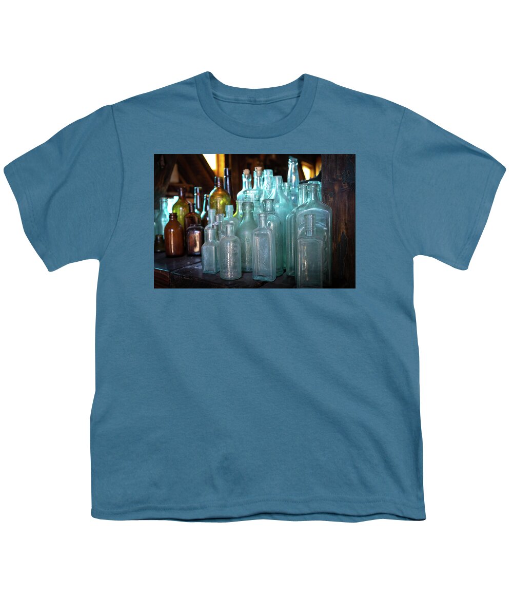 Old Youth T-Shirt featuring the photograph Bottles by Mary Hone