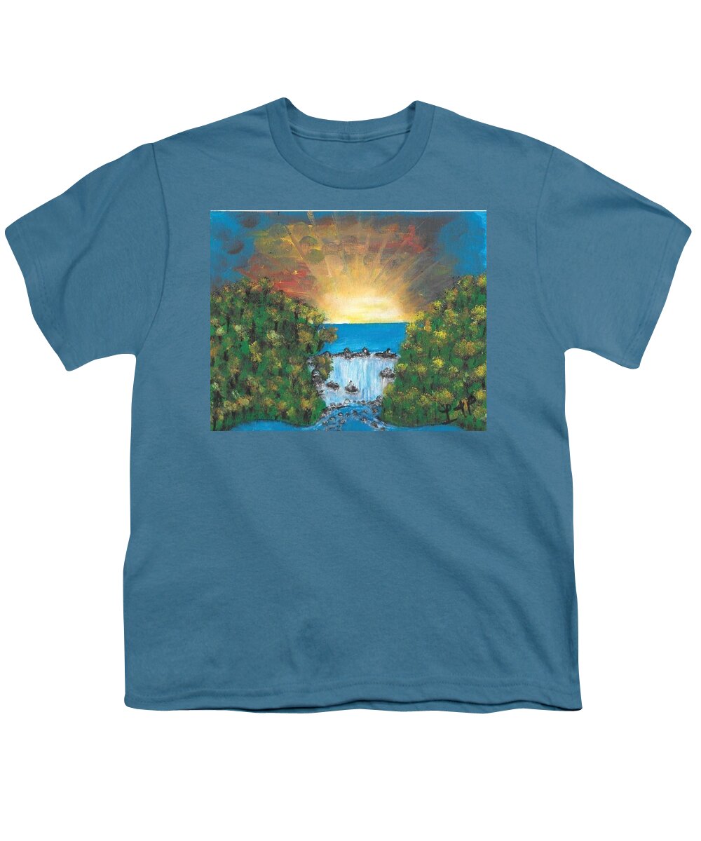 Sunrise Youth T-Shirt featuring the painting Burst of Sunshine by Esoteric Gardens KN