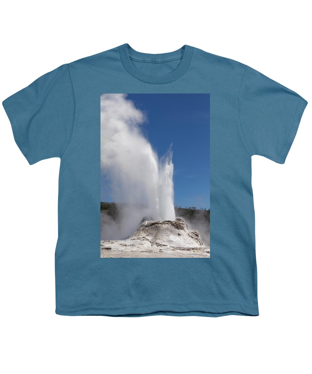 Yellowstone Youth T-Shirt featuring the photograph Castle Geyser by James Marvin Phelps