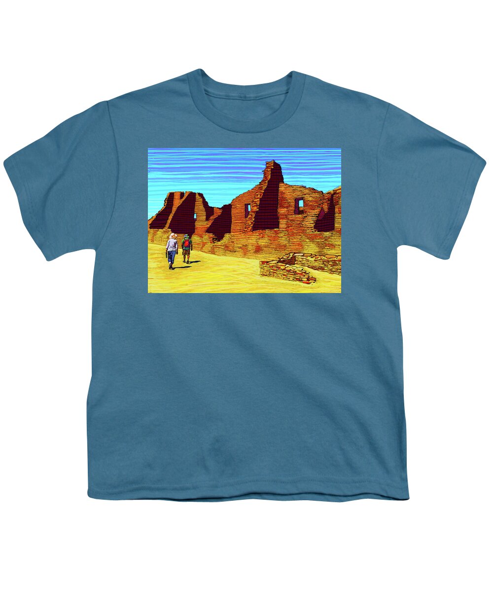 Southwest Youth T-Shirt featuring the digital art Chaco Visitors by Rod Whyte