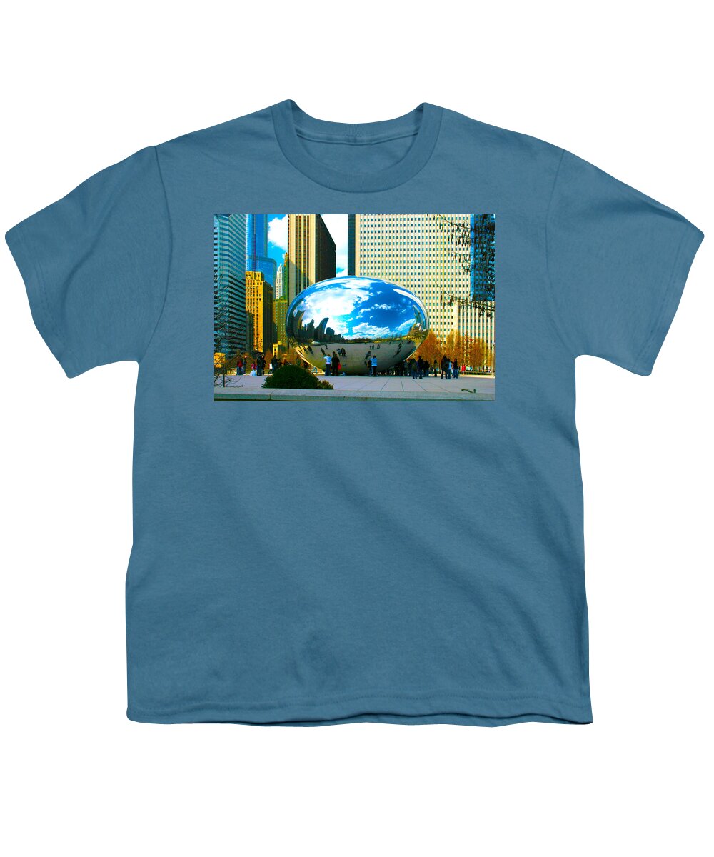 Chicago Skyline Youth T-Shirt featuring the photograph Chicago Skyline Bean by Patrick Malon