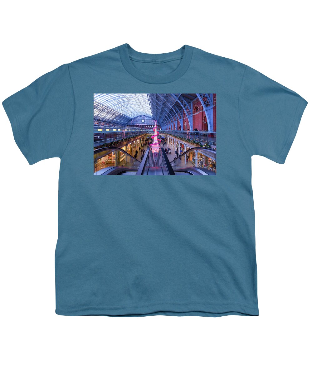Kings Cross Youth T-Shirt featuring the photograph Christmas at Kings Cross St Pancras Station by Andrew Lalchan