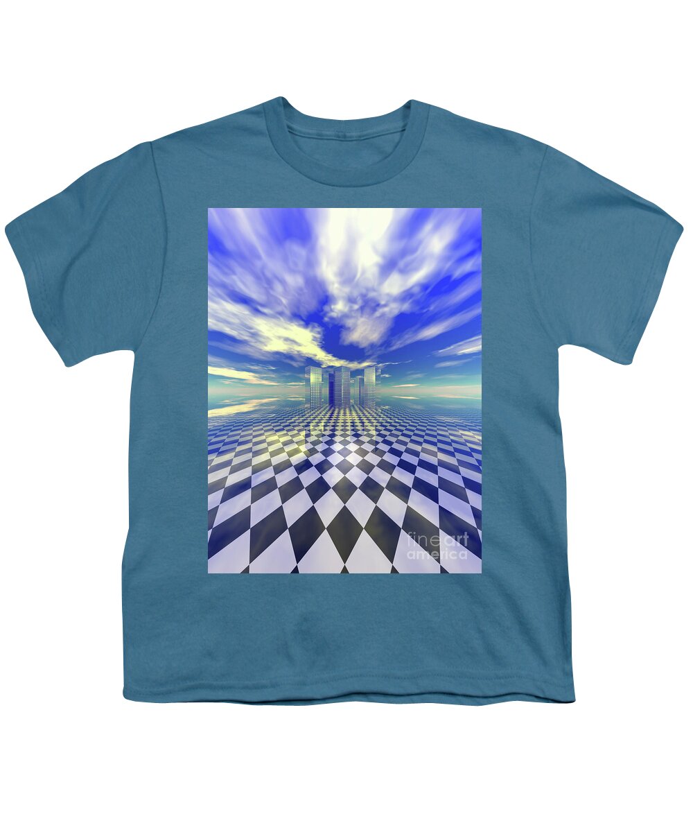 Digital Art Youth T-Shirt featuring the digital art City in the Clouds by Phil Perkins