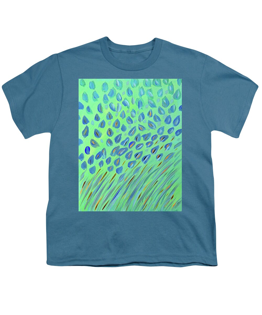 Green Field Youth T-Shirt featuring the painting Colorful Field of Green and Blue by Corinne Carroll