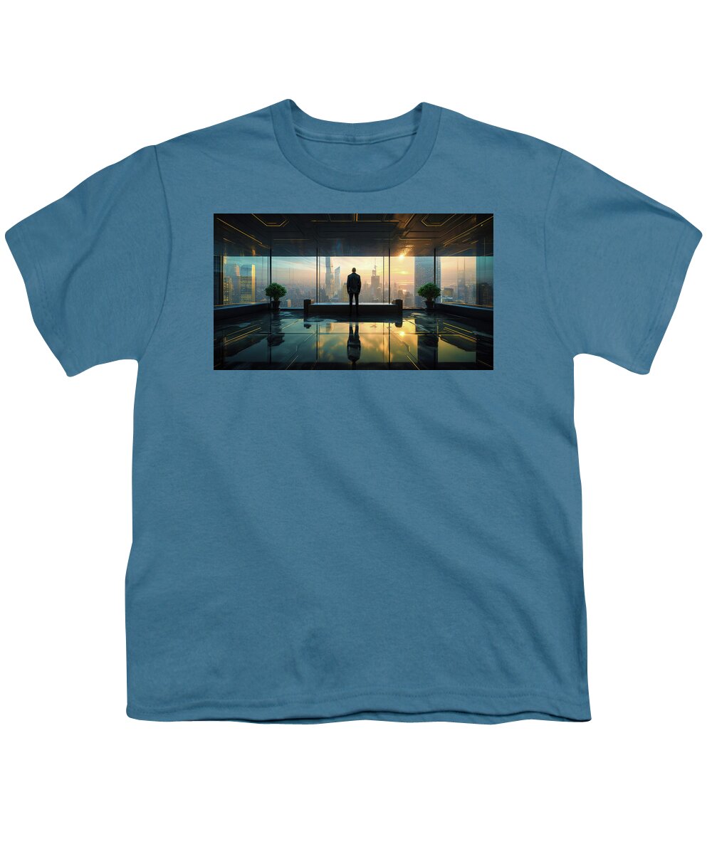 Reflection Youth T-Shirt featuring the digital art Corporate World 01 Office Reflection by Matthias Hauser
