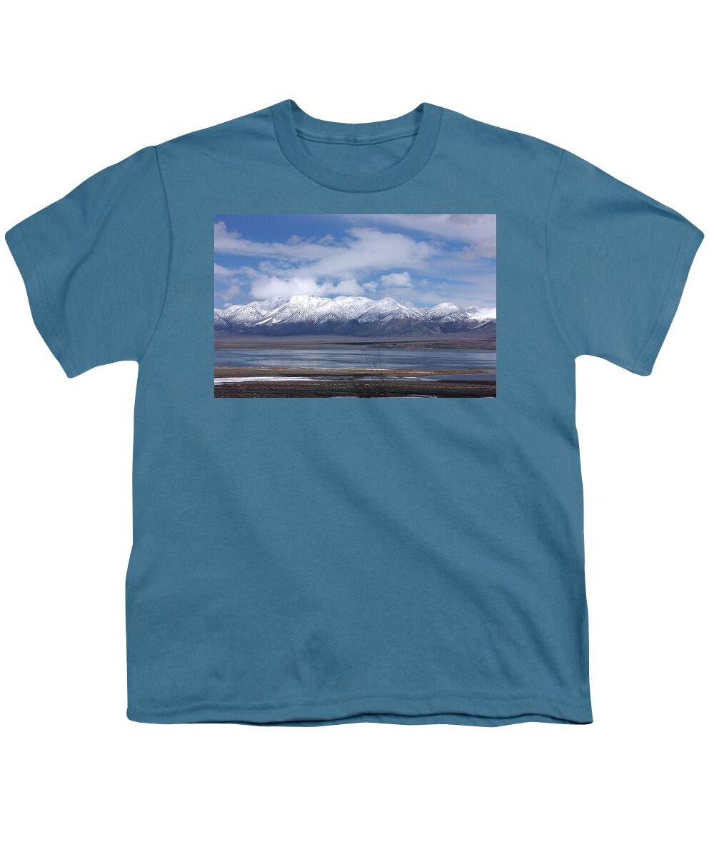 Crowley Lake Youth T-Shirt featuring the photograph Crowley Lake - Winter - Sierra Nevada Mt. Range by Bonnie Colgan