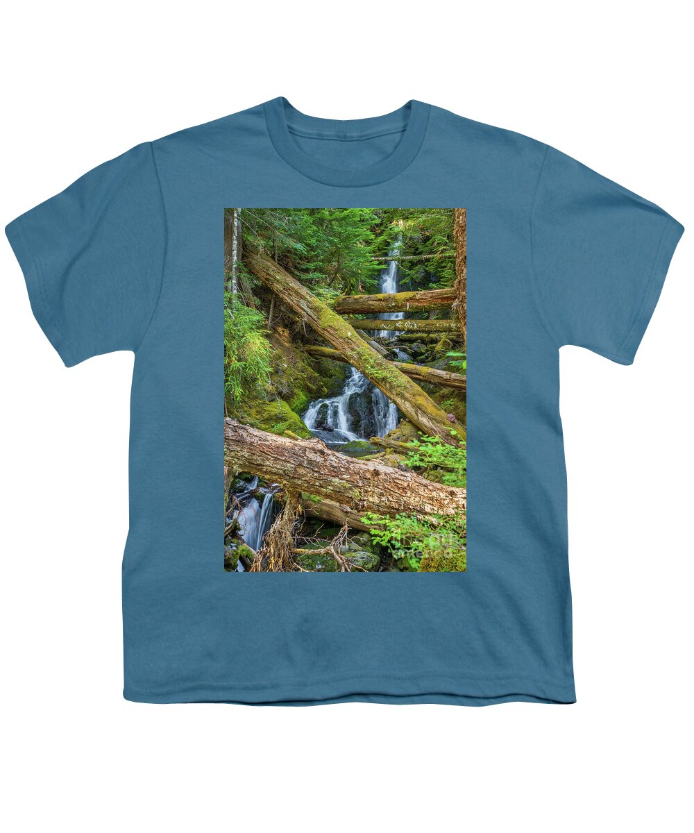 National Park Youth T-Shirt featuring the photograph Donohue Creek Falls by Nancy Gleason