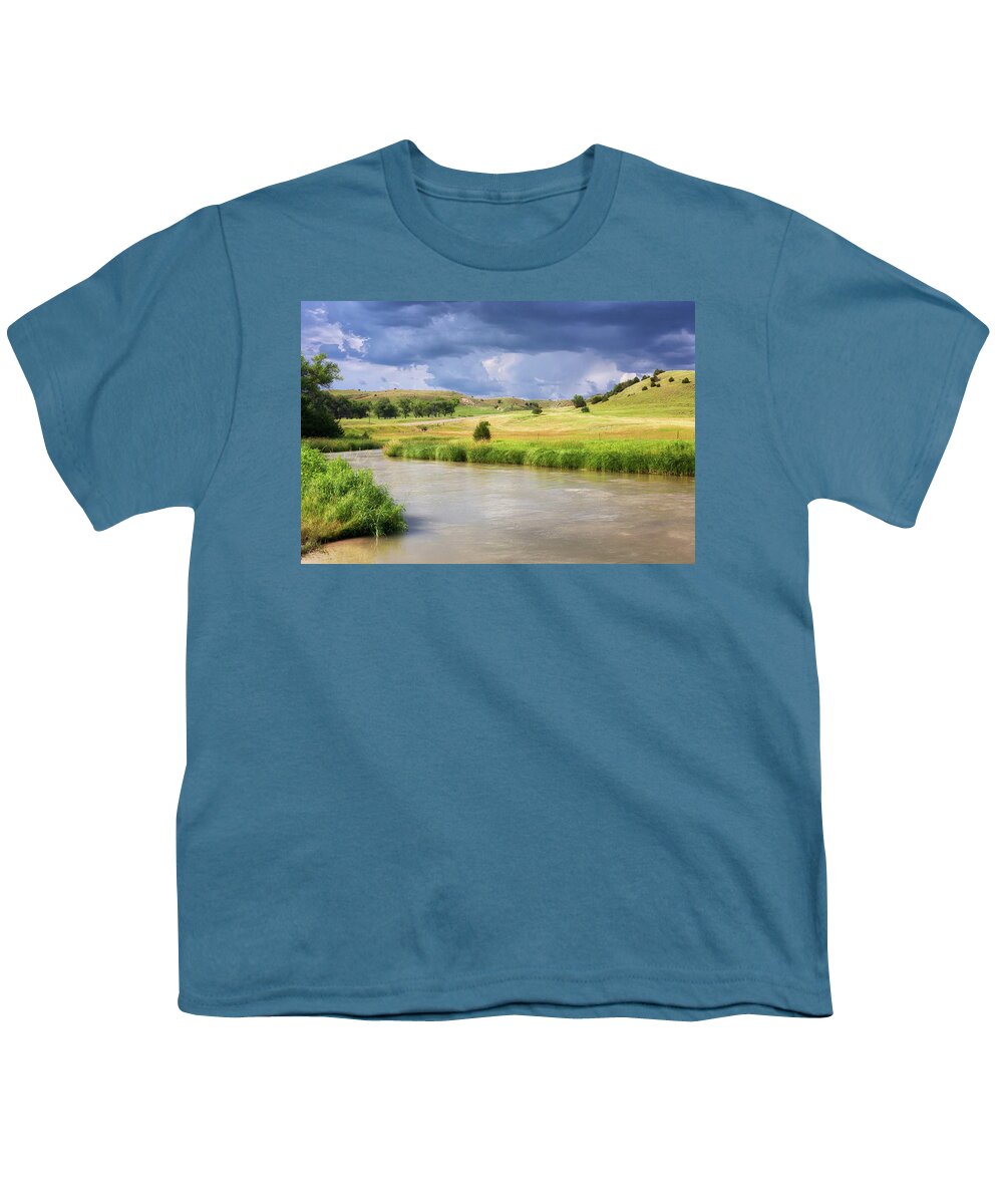 Nebraska Youth T-Shirt featuring the photograph Down by the Middle Loup - Nebraska Sandhills by Susan Rissi Tregoning