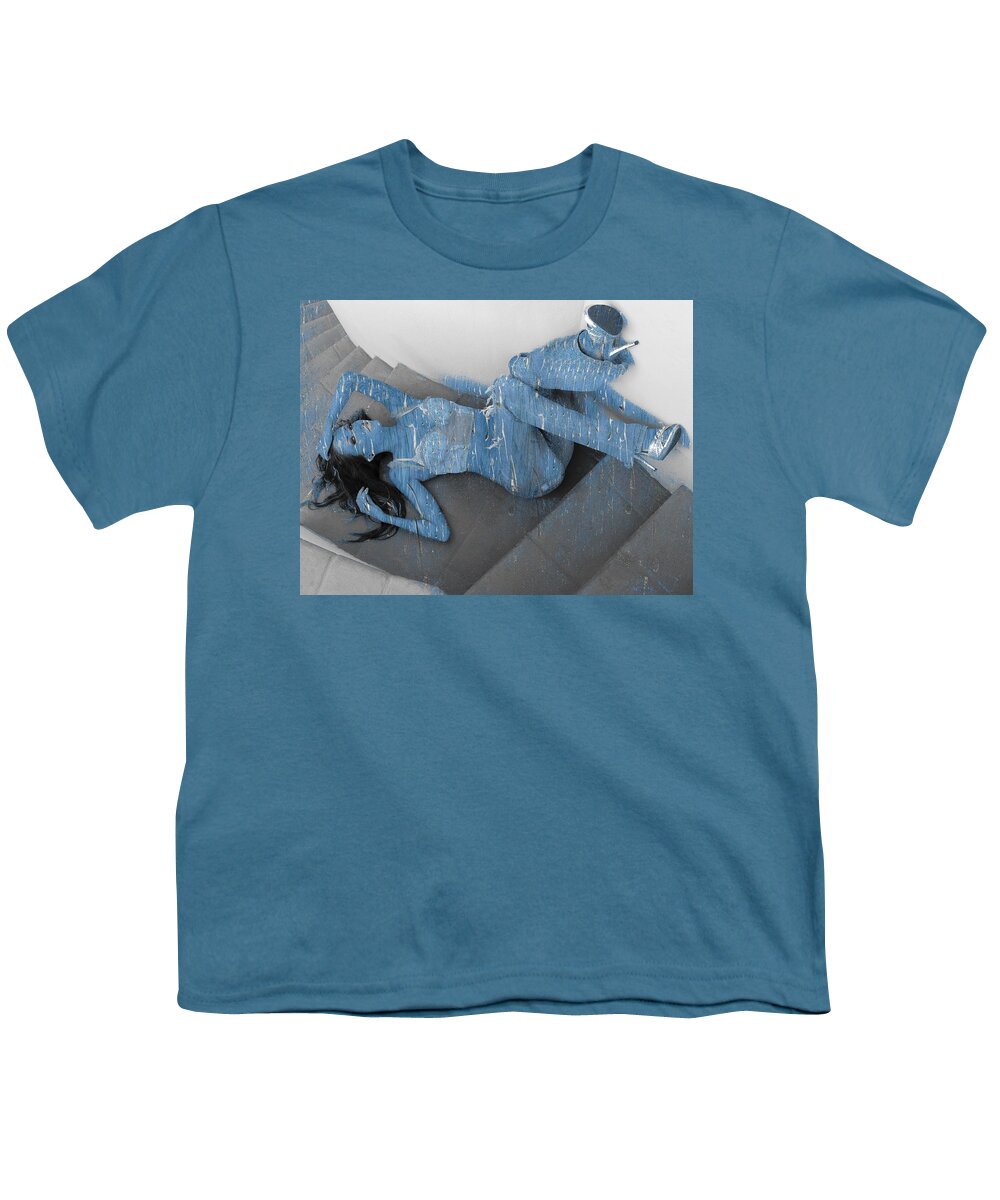Fractal Youth T-Shirt featuring the mixed media Falling Notatall Seagull by Stephane Poirier