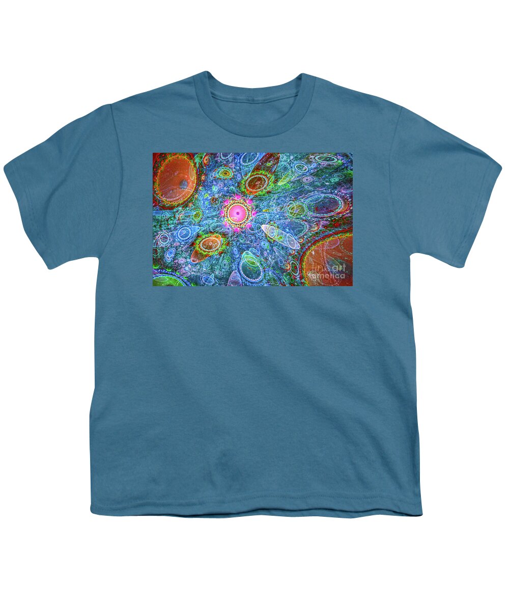 Abstract Art Youth T-Shirt featuring the digital art Fantasy Around Pink by Olga Hamilton