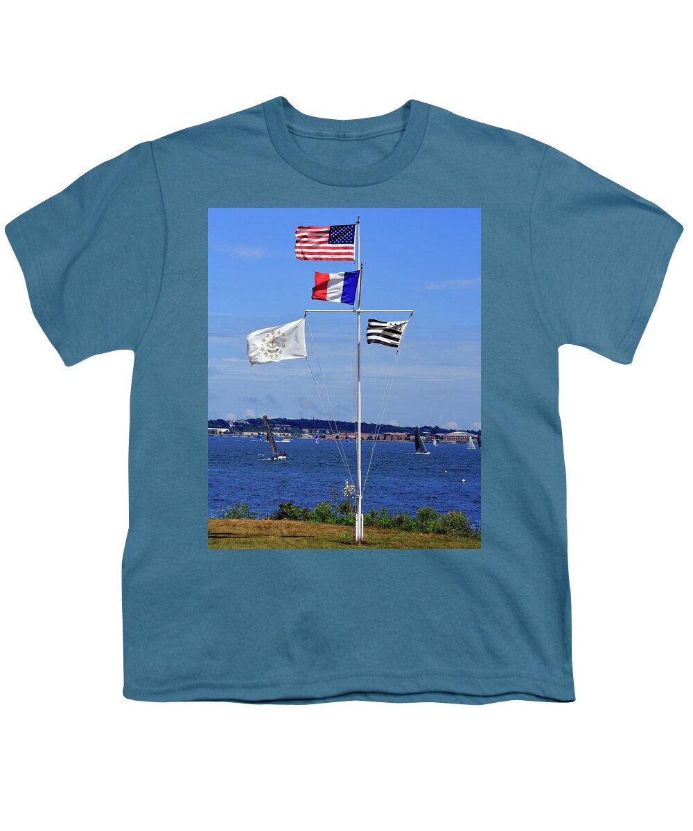 Flag Youth T-Shirt featuring the photograph Flags by the Bay by Jim Feldman