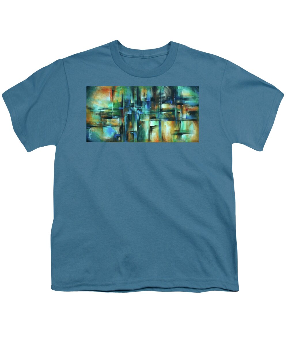 Abstract Youth T-Shirt featuring the painting Fractured View by Michael Lang