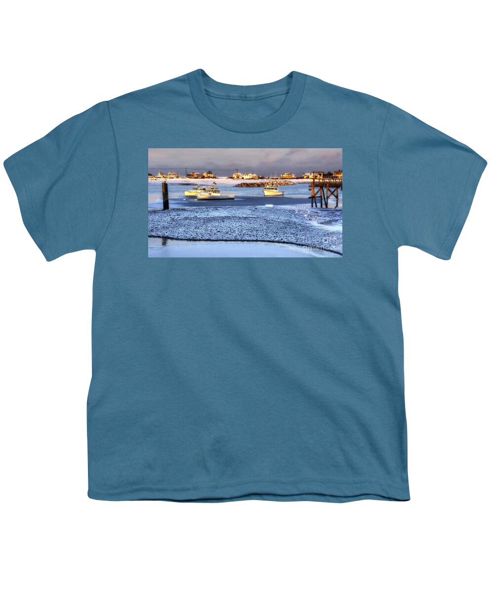 Rye Harbor Youth T-Shirt featuring the photograph Frozen Harbor by Steve Brown