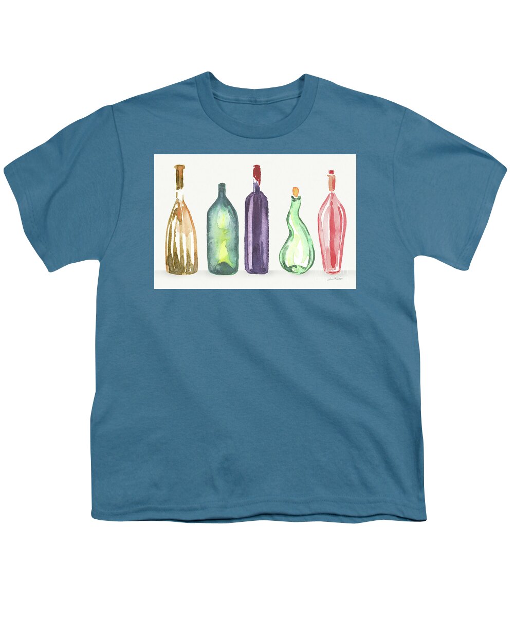 Glass Youth T-Shirt featuring the painting Glass Liquor Bottles B by Jean plout