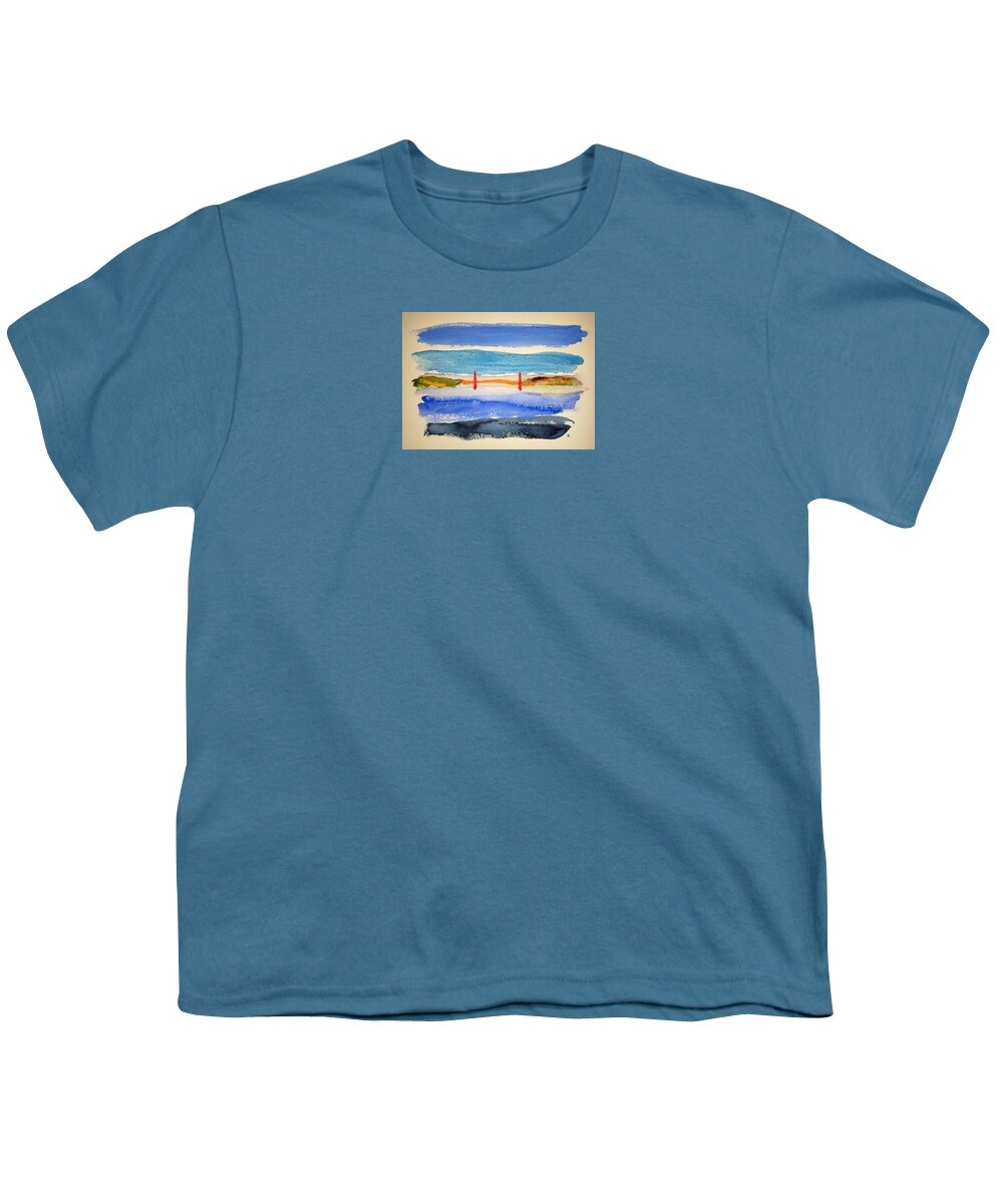 Watercolor Youth T-Shirt featuring the painting Golden Gate Morning by John Klobucher