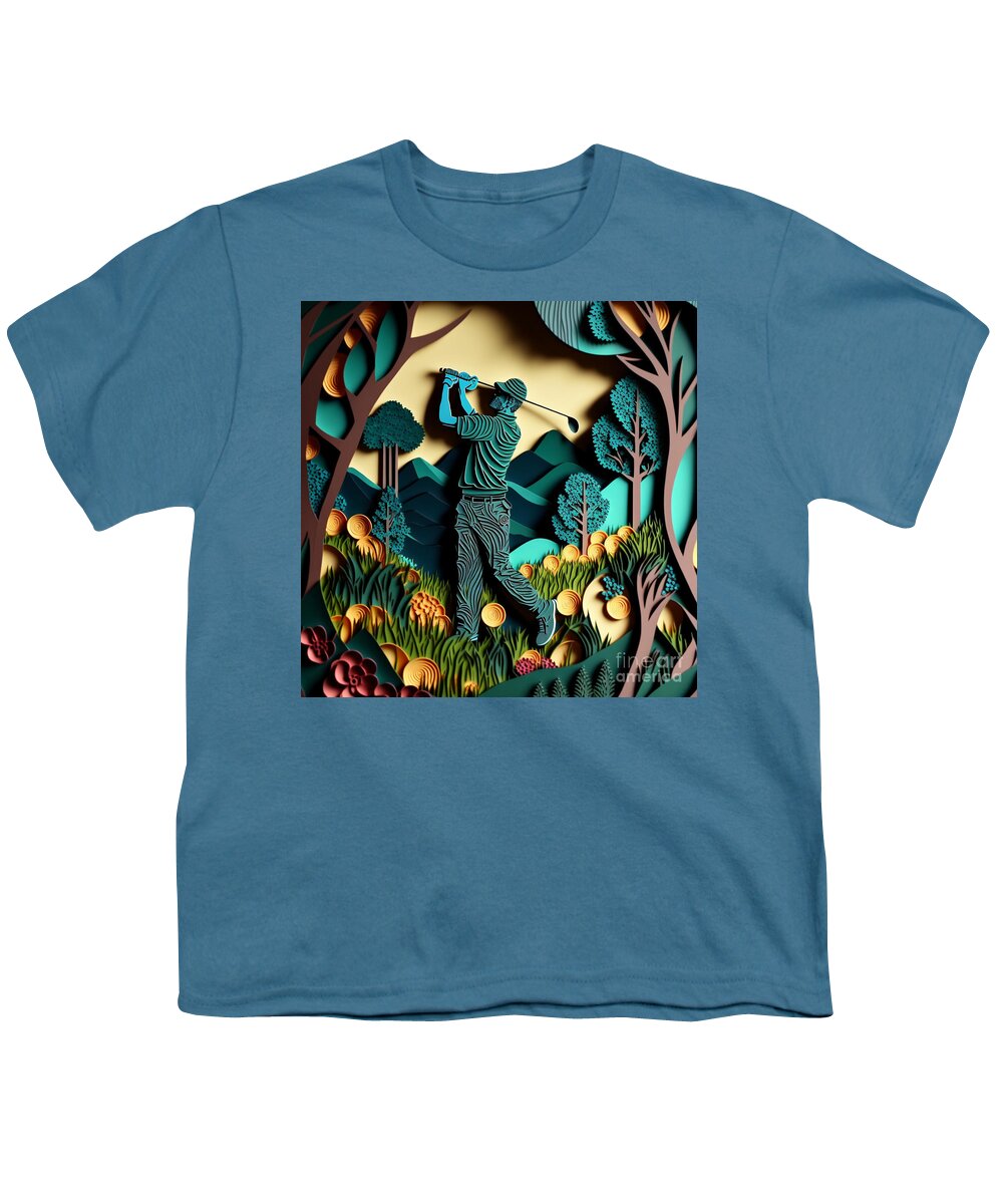 Golfers I Youth T-Shirt featuring the mixed media Golfers I by Jay Schankman