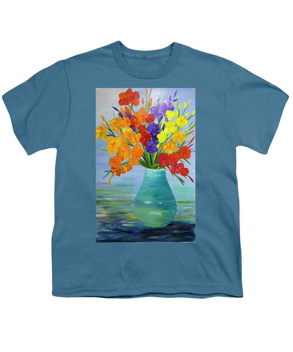 Flowers Youth T-Shirt featuring the painting Gorgeous Gladiolas by Sue Dinenno