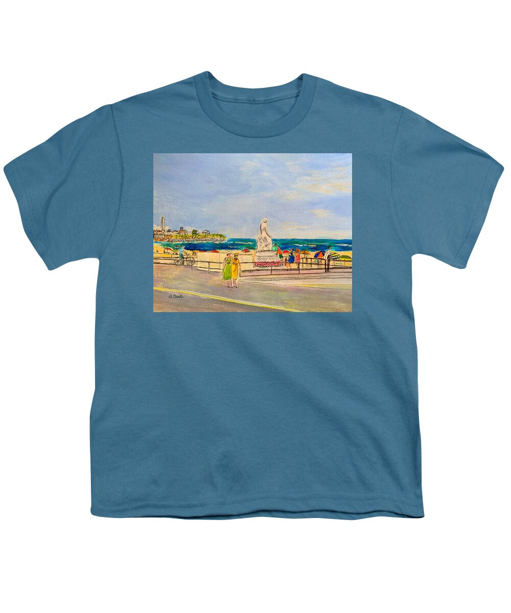 Hampton Beach Youth T-Shirt featuring the painting Hampton Beach Sixties by Anne Sands