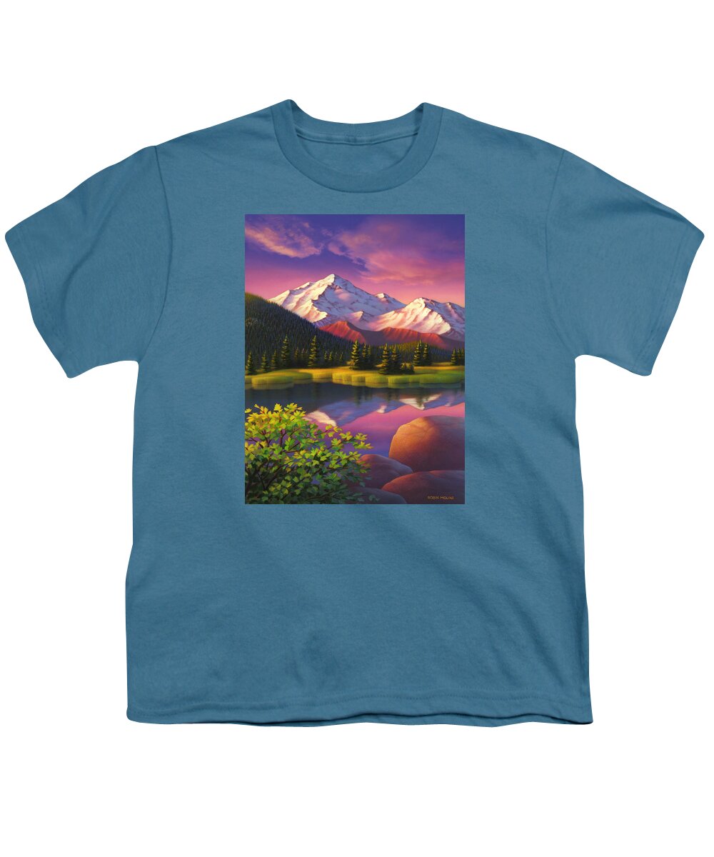 Mountain Scene Youth T-Shirt featuring the painting Ivory Mountain by Robin Moline