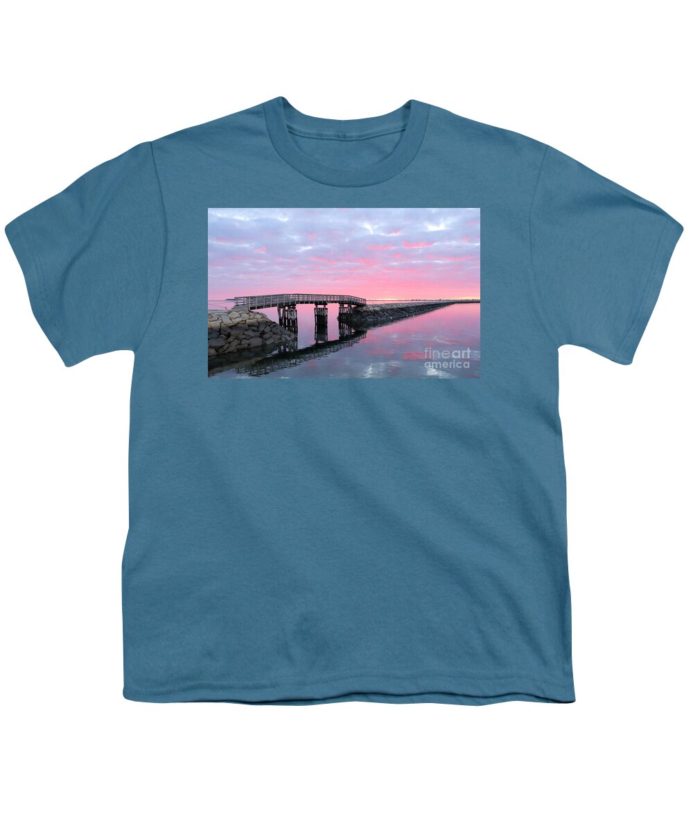 Sunrise Youth T-Shirt featuring the photograph Jetty bridge sunrise in May by Janice Drew