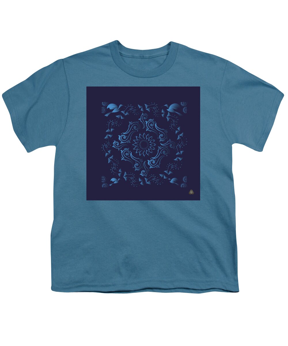 Mandala Youth T-Shirt featuring the digital art Kuklos No 4369 by Alan Bennington
