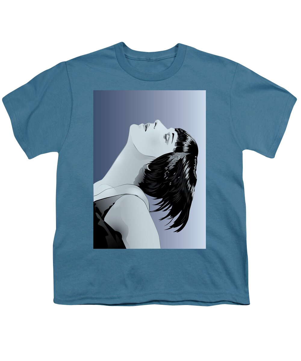 Louise Brooks Official Youth T-Shirt featuring the digital art Louise Brooks in Berlin - Azure Ombre by Louise Brooks