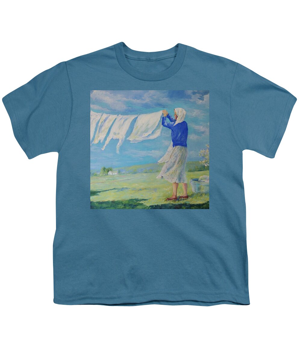 March Youth T-Shirt featuring the painting Mama, a Strong Sand Mountain Woman by ML McCormick