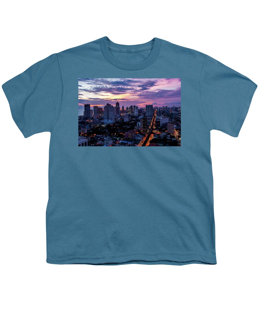 Philippines Youth T-Shirt featuring the photograph Manla Cityscape by Arj Munoz