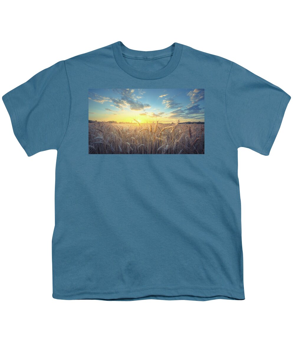 Sunset Youth T-Shirt featuring the photograph Rural Mississippi Country Wheat Field by Jordan Hill