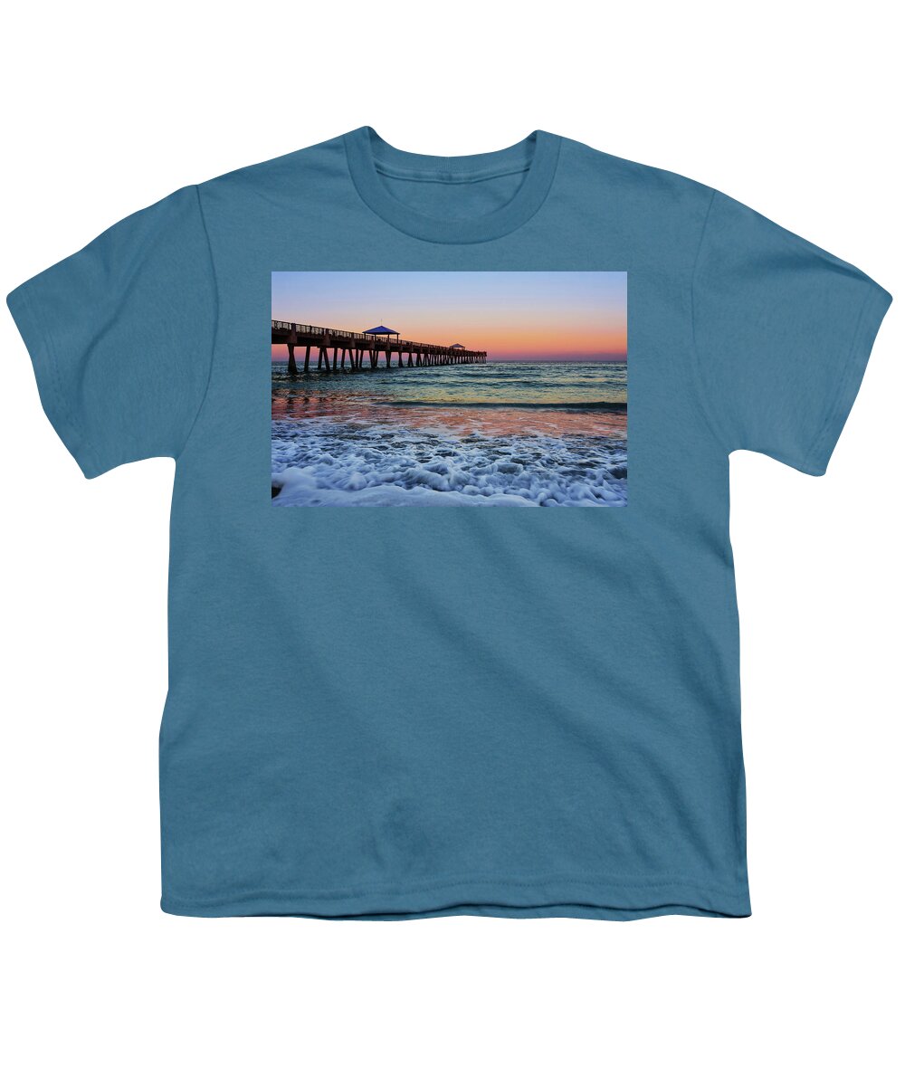 Pier Youth T-Shirt featuring the photograph Morning Rush by Laura Fasulo