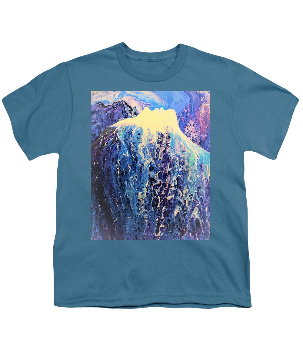 Wall Art Home Décor Face Mountains Acrylic Painting Abstract Painting Original Art Picture Wall Art Painting Art For The Living Room Office Decor Gift Idea For Him Mountains Youth T-Shirt featuring the painting Mountains with snow avalanches by Tanya Harr