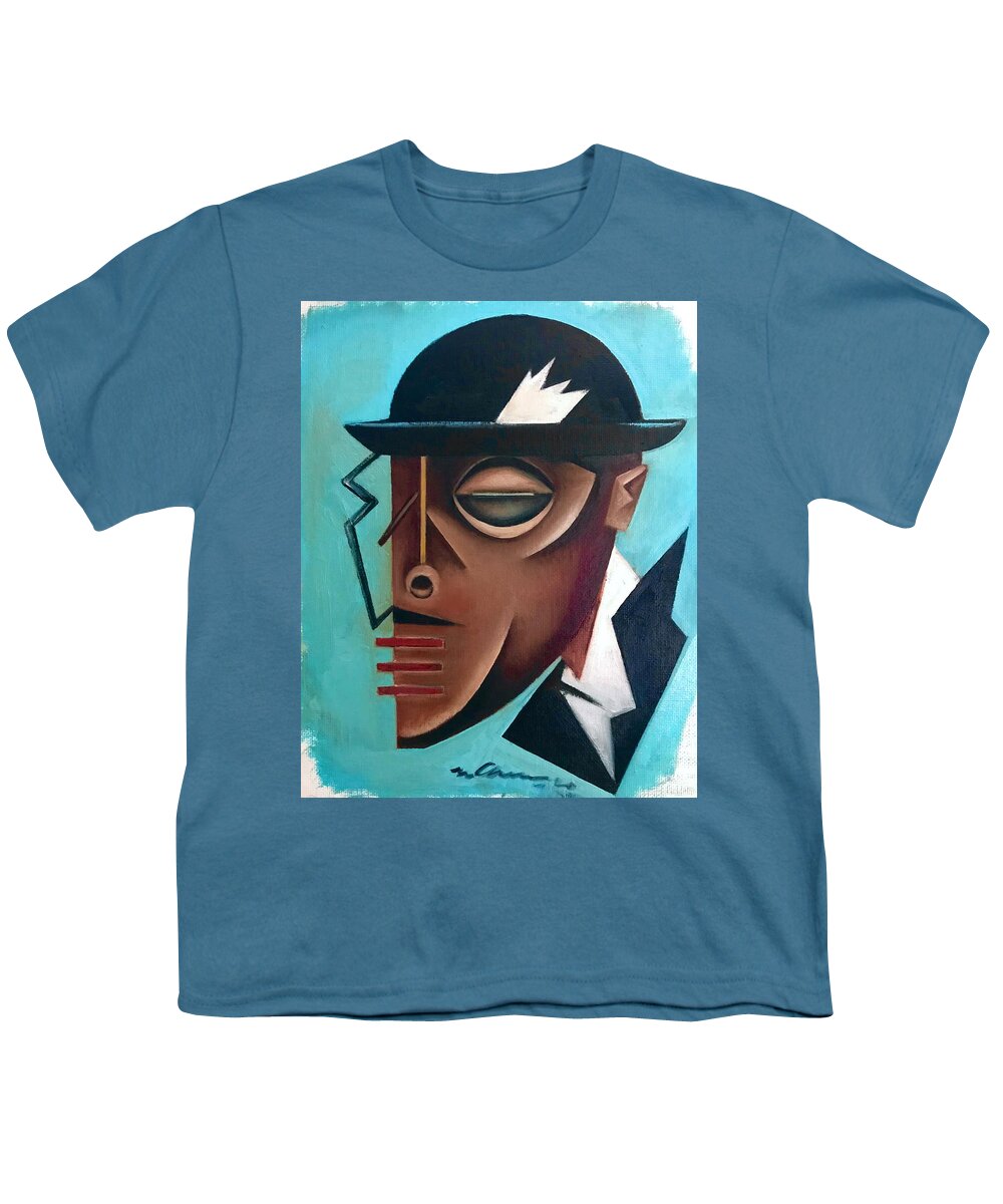 Jazz Youth T-Shirt featuring the painting Osby/ Jazz- Last Hat of Mr. Gutterman by Martel Chapman